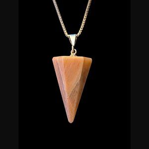 925 Sterling Silver Peach Moonstone 1.25" Pendant 16" Chain Necklace